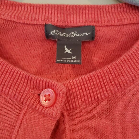 EUC women's Eddie Bauer lightweight coral cardigan size M - Picture 3 of 6